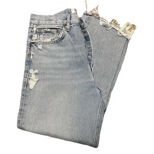 AGOLDE Women’s Jeans Size 28 90s Crop 100% Organic Cotton Raw Hem Button Fly EUC